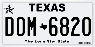 TX license plate DOM6820