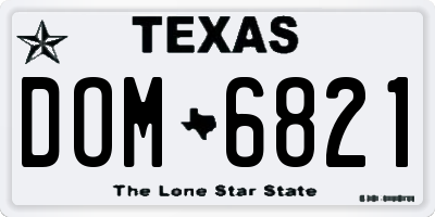 TX license plate DOM6821