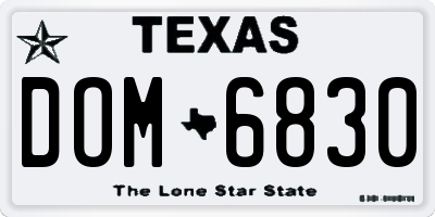 TX license plate DOM6830