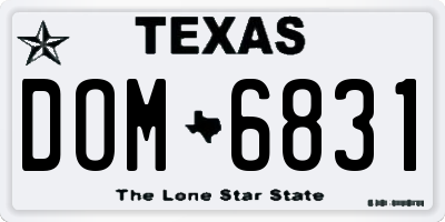 TX license plate DOM6831