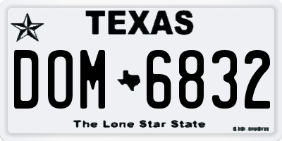 TX license plate DOM6832