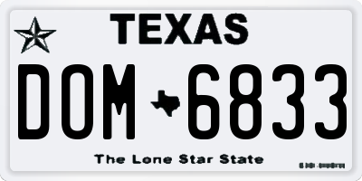 TX license plate DOM6833