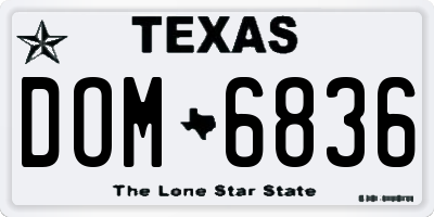 TX license plate DOM6836