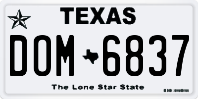 TX license plate DOM6837