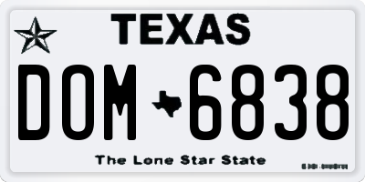 TX license plate DOM6838