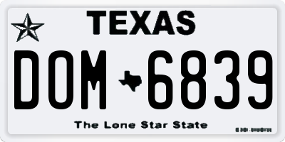 TX license plate DOM6839