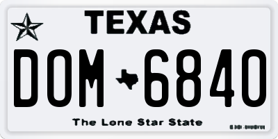 TX license plate DOM6840