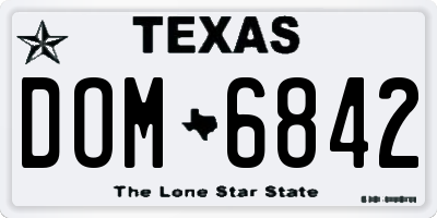 TX license plate DOM6842