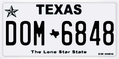 TX license plate DOM6848