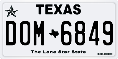 TX license plate DOM6849