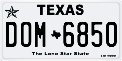 TX license plate DOM6850