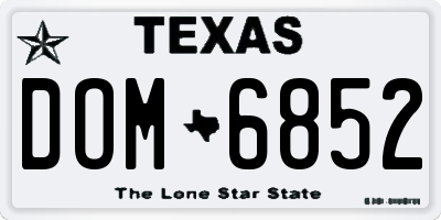 TX license plate DOM6852