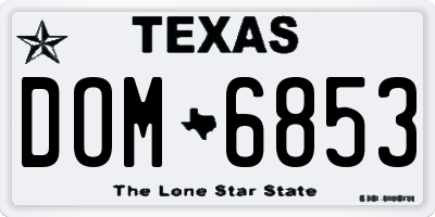 TX license plate DOM6853