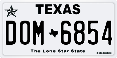 TX license plate DOM6854