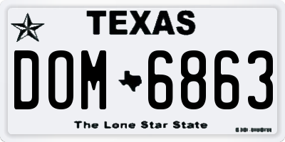 TX license plate DOM6863