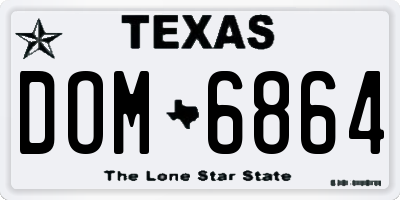 TX license plate DOM6864