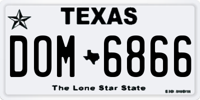TX license plate DOM6866