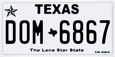 TX license plate DOM6867