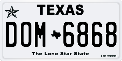 TX license plate DOM6868