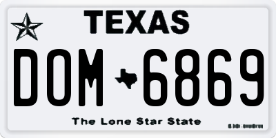 TX license plate DOM6869