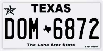 TX license plate DOM6872