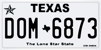 TX license plate DOM6873