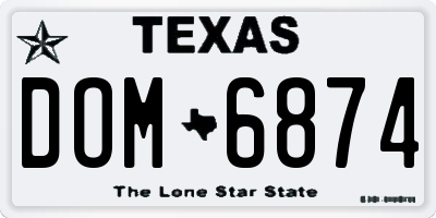 TX license plate DOM6874