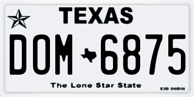 TX license plate DOM6875