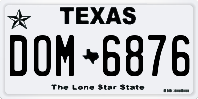 TX license plate DOM6876