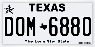 TX license plate DOM6880