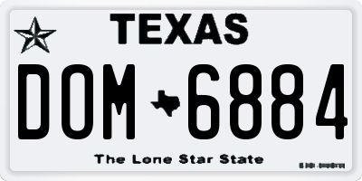 TX license plate DOM6884