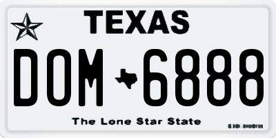 TX license plate DOM6888