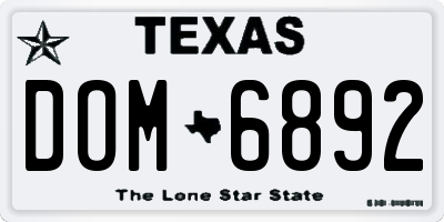 TX license plate DOM6892