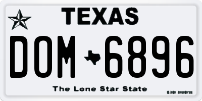 TX license plate DOM6896