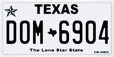 TX license plate DOM6904