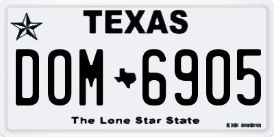 TX license plate DOM6905