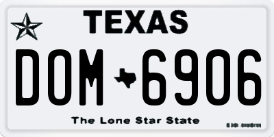 TX license plate DOM6906
