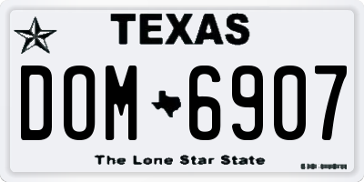 TX license plate DOM6907