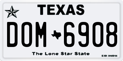 TX license plate DOM6908
