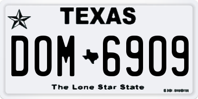 TX license plate DOM6909
