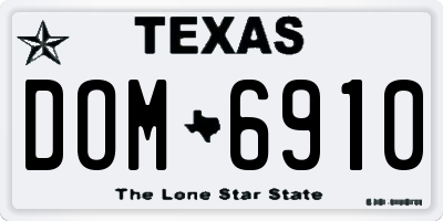 TX license plate DOM6910