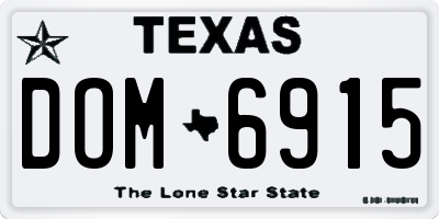 TX license plate DOM6915