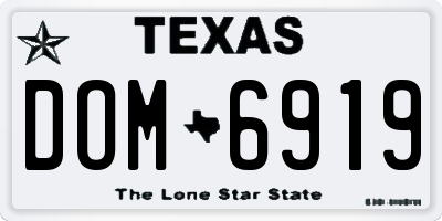 TX license plate DOM6919