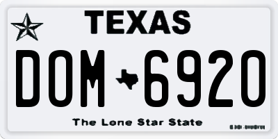 TX license plate DOM6920