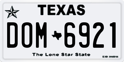 TX license plate DOM6921