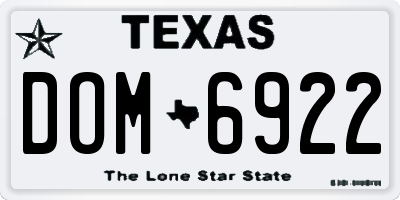 TX license plate DOM6922