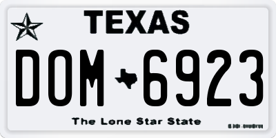 TX license plate DOM6923