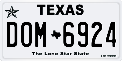 TX license plate DOM6924