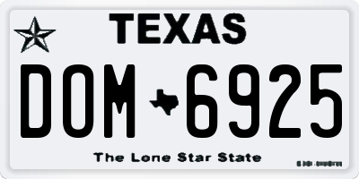 TX license plate DOM6925