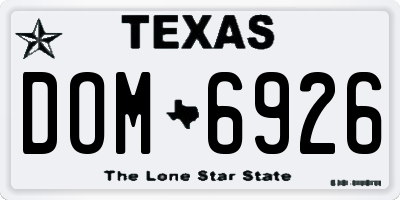 TX license plate DOM6926